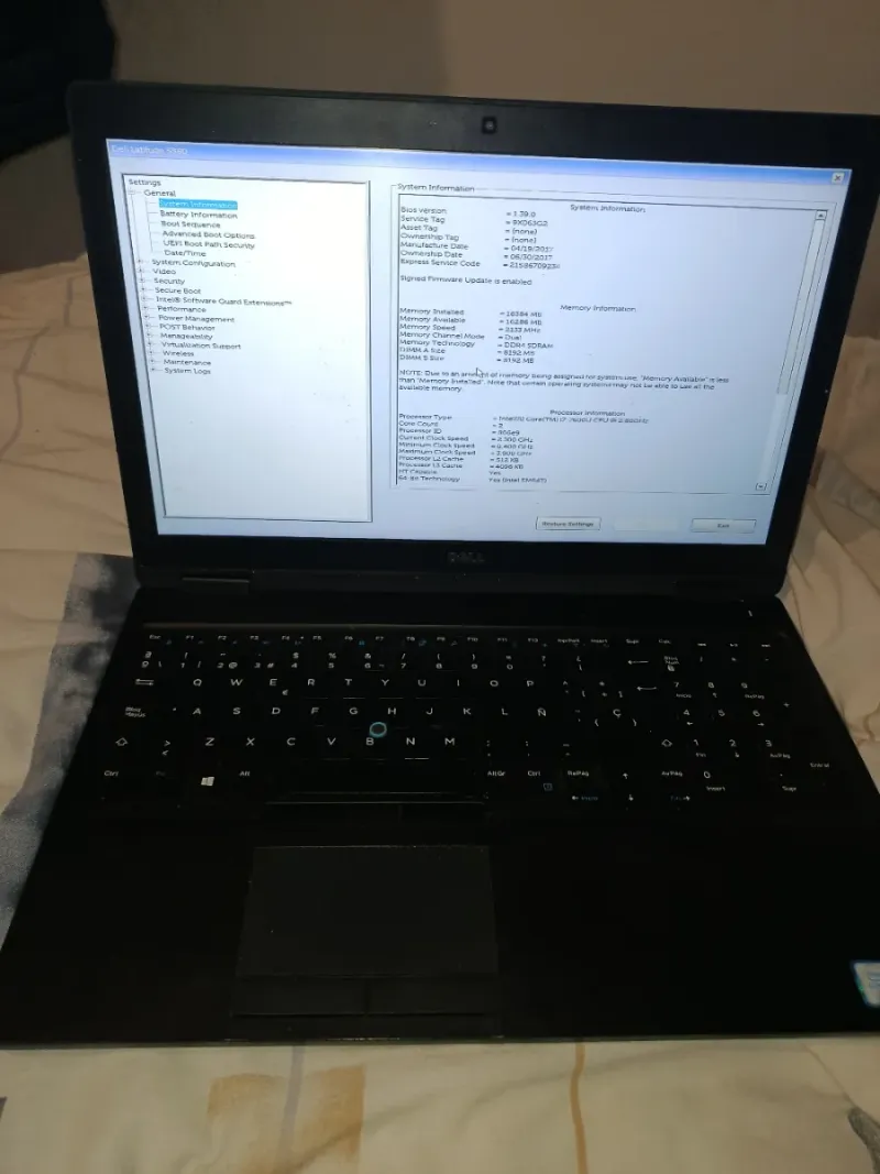 Portátil Dell i7 7ª Gen 16GB RAM 512GB SSD