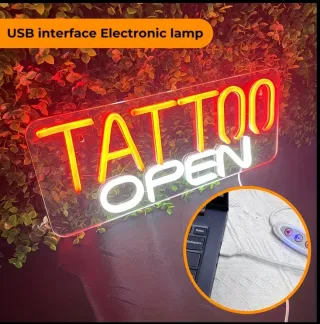 Lampada Neon LED "TATTOO Open" plex
