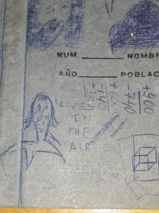 Interesante Carpeta antigua con dibujos y escritos