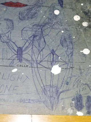 Interesante Carpeta antigua con dibujos y escritos