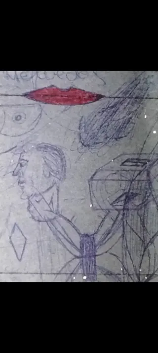 Interesante Carpeta antigua con dibujos y escritos