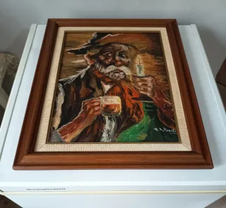Dipinto su tela "Il Vecchio Bevitore" A. Di Bonito