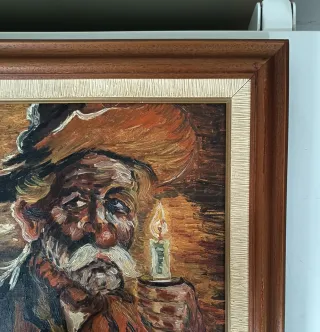 Dipinto su tela "Il Vecchio Bevitore" A. Di Bonito