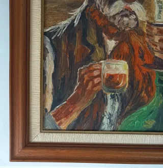 Dipinto su tela "Il Vecchio Bevitore" A. Di Bonito