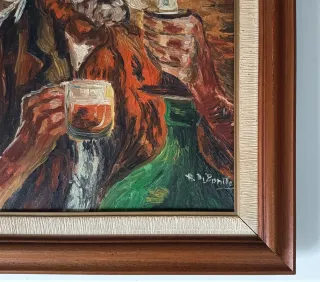 Dipinto su tela "Il Vecchio Bevitore" A. Di Bonito