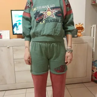 Tuta donna vintage verde e rossa