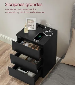 2 Mesitas de noche de madera negras