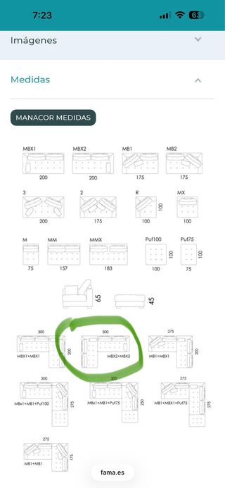 Sofá Fama Manacor gris Aquaclean