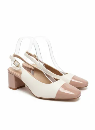 Zapatos de tacón slingback blanco y rosa