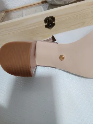 Zapatos de tacón slingback blanco y rosa