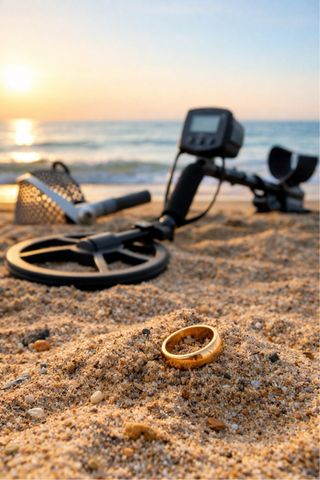 Busco tu anillo, alianza, con detector de metales.