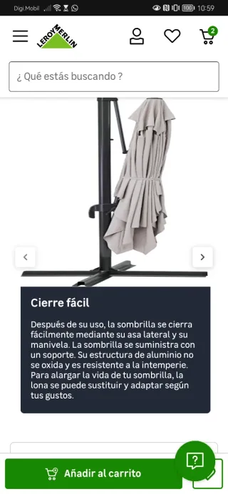 Parasol excéntrico gris