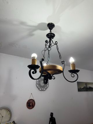 Dos Lámpara de techo metal y madera