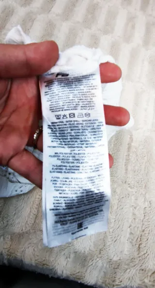 Top blanco volante encaje lazo S