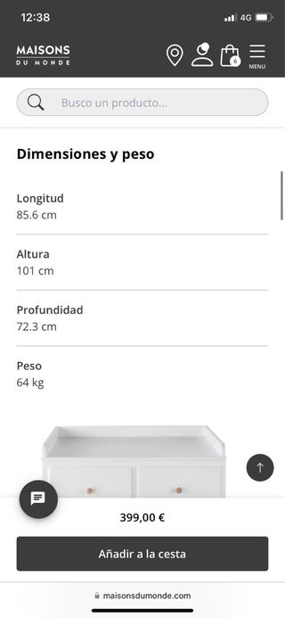 Cómoda cambiador Maison du Monde blanca