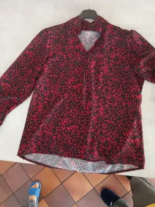 Camicia donna nera a pois rossi trasparente