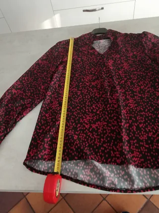 Camicia donna nera a pois rossi trasparente