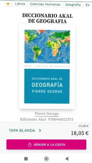 Diccionario de Geografía , Akal. Tapa blanda