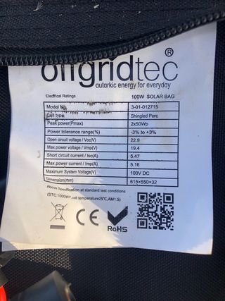 Panel Solar Offgridtec 100W 12V Plegable