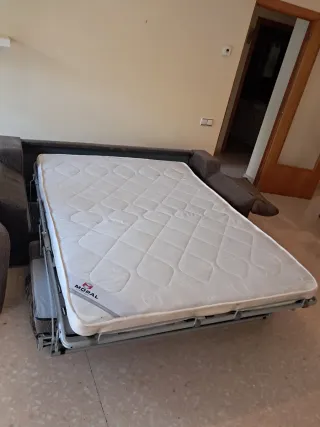 Sofá Cama doble marrón y Beige