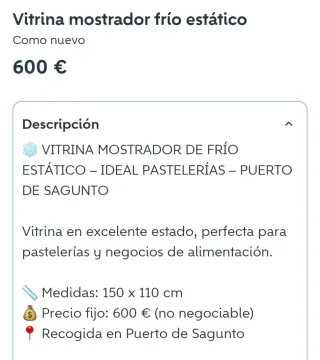 Vitrina refrigerada para negocio