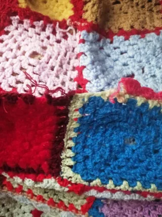 Antigua Manta Crochet Hecha a Mano