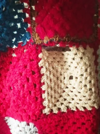 Antigua Manta Crochet Hecha a Mano