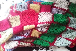 Antigua Manta Crochet Hecha a Mano