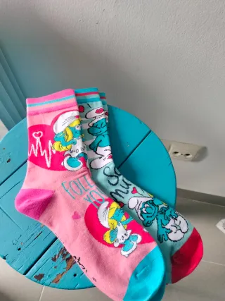 2 Pares Calcetines Los Pitufos Talla Única