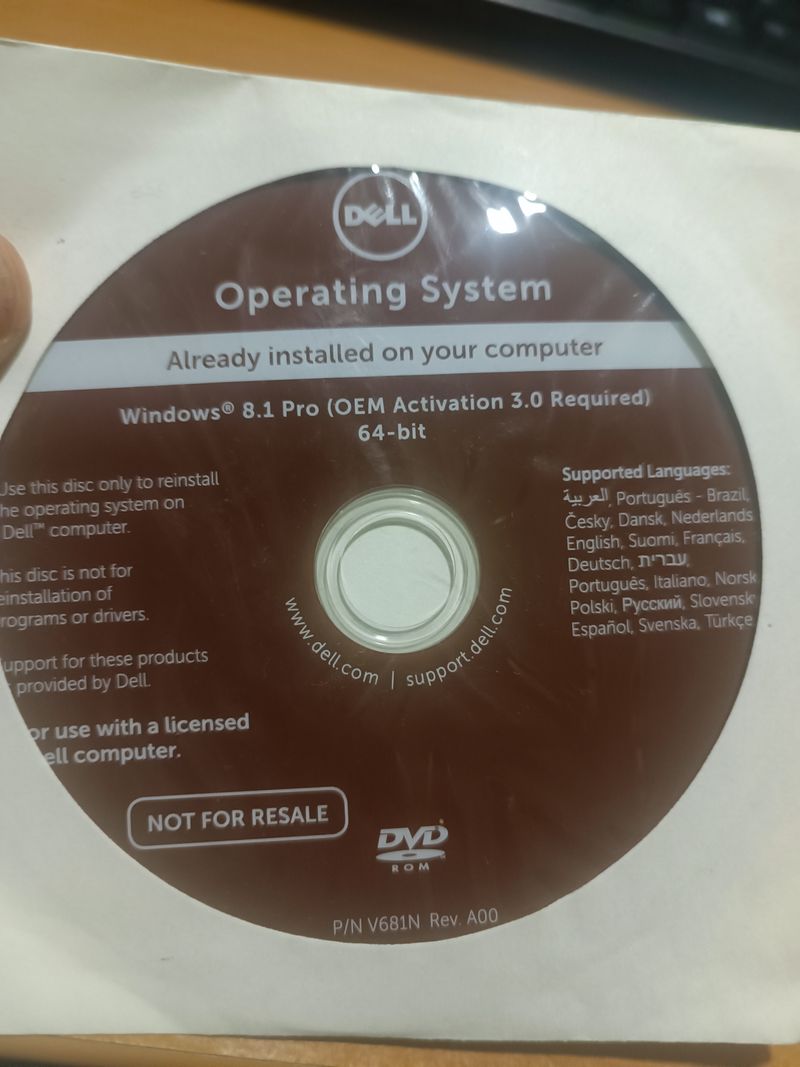 Windows 8.1 Pro Dell Original Recovery DVD Fisico