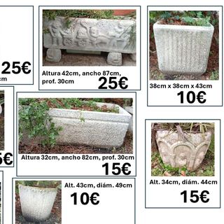 Macetas y figuras de piedra para jardín.
