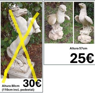 Macetas y figuras de piedra para jardín.