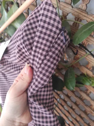 Vestido largo cuadros vichy rosa ZARA primavera