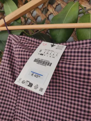 Vestido largo cuadros vichy rosa ZARA primavera