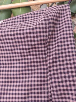 Vestido largo cuadros vichy rosa ZARA primavera