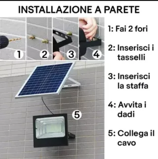Faro LED Solare 800W IP67 Pannello + Telecomando