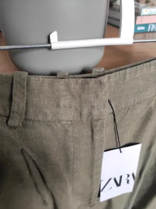 Bermudas verde caqui oliva ZARA verano lino