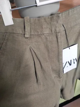 Bermudas verde caqui oliva ZARA verano lino