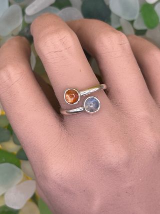 Anillo Plata Sunstone y Moonstone