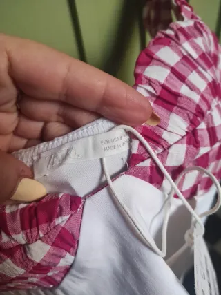 Top Corsé Cuadros Rojo rosa Blanco ZARA verano