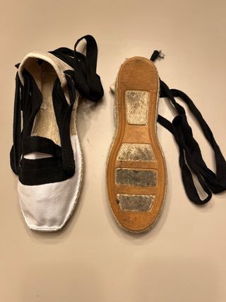 Alpargatas Bancas,  Esparto ,Cintas Negras