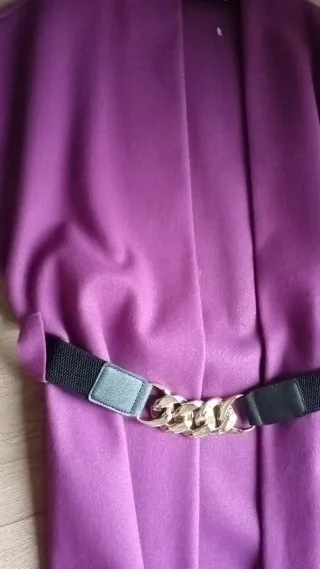 Chaleco largo morado con cinturón talla única no M