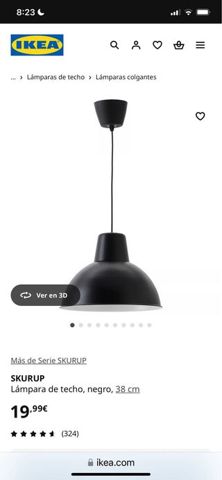 Lámparas de techo IKEA SKURUP negras. 2 unidades.