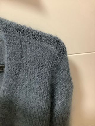 Chaqueta lana y mohair azul/gris