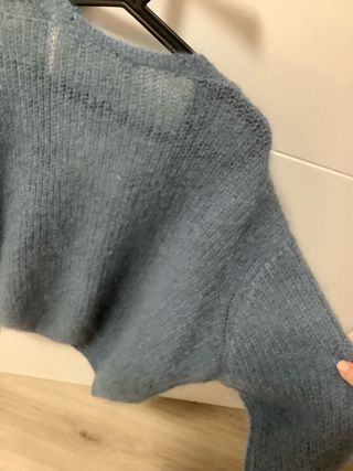 Chaqueta lana y mohair azul/gris