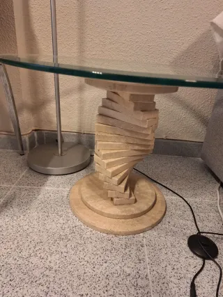 2 Mesas Centro Comedor Mármol/Cristal