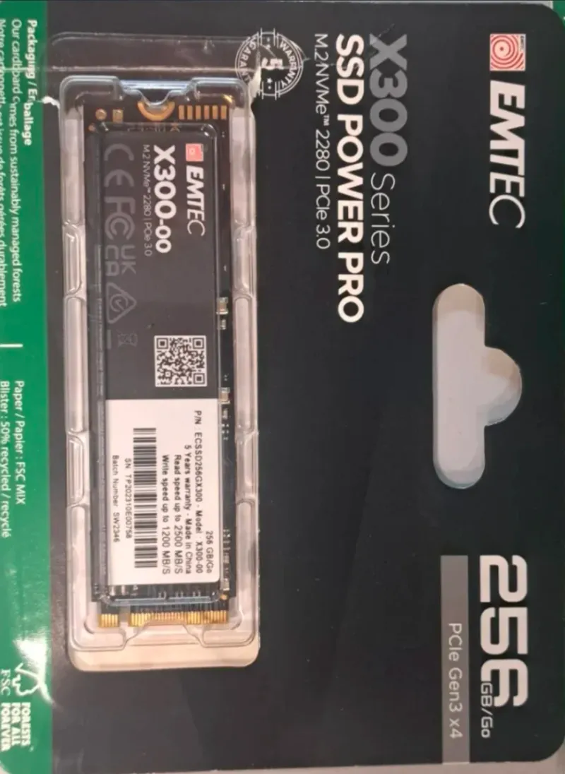 SSD M.2 NVMe EMTEC X300 256GB PCIe 3.0