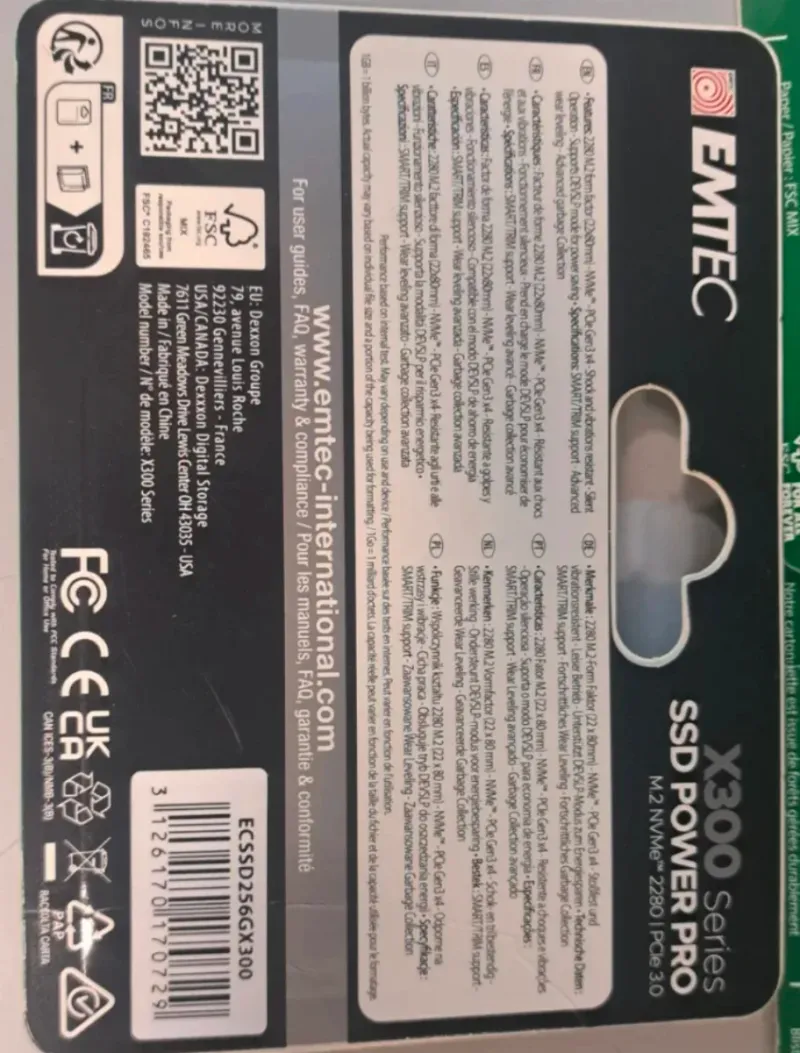 SSD M.2 NVMe EMTEC X300 256GB PCIe 3.0 afbeelding 3