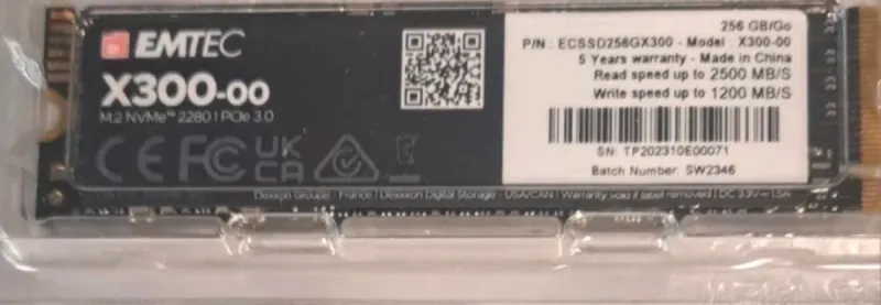 SSD M.2 NVMe EMTEC X300 256GB PCIe 3.0 afbeelding 4