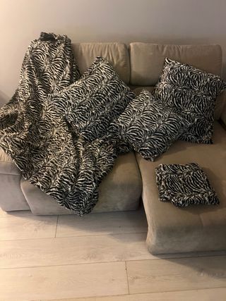 Manta sofá/cama cebra poliéster 1 manta 140x150